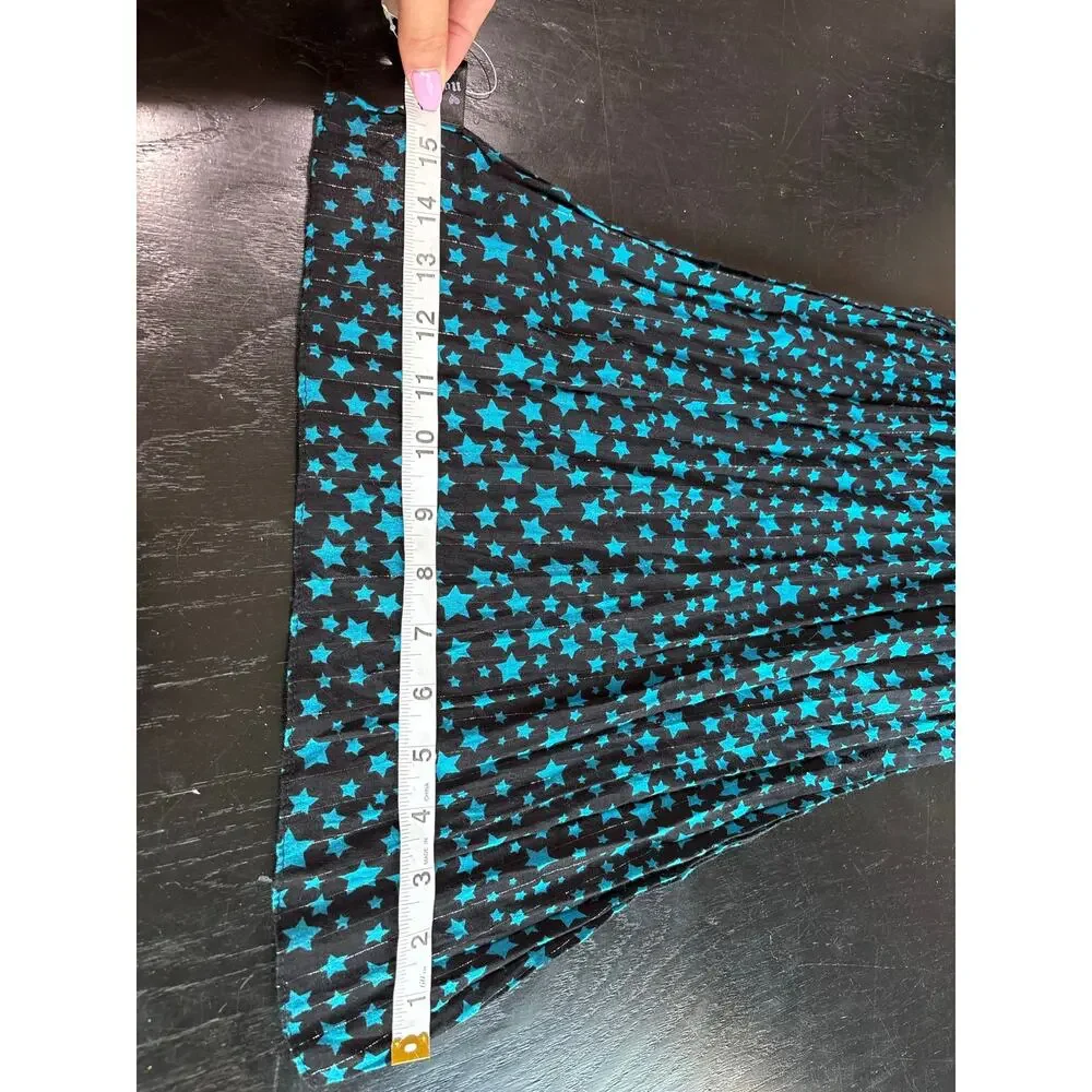 Y2K- Blue Stars Black Silver Metallic- Neck Scarf- 66x16